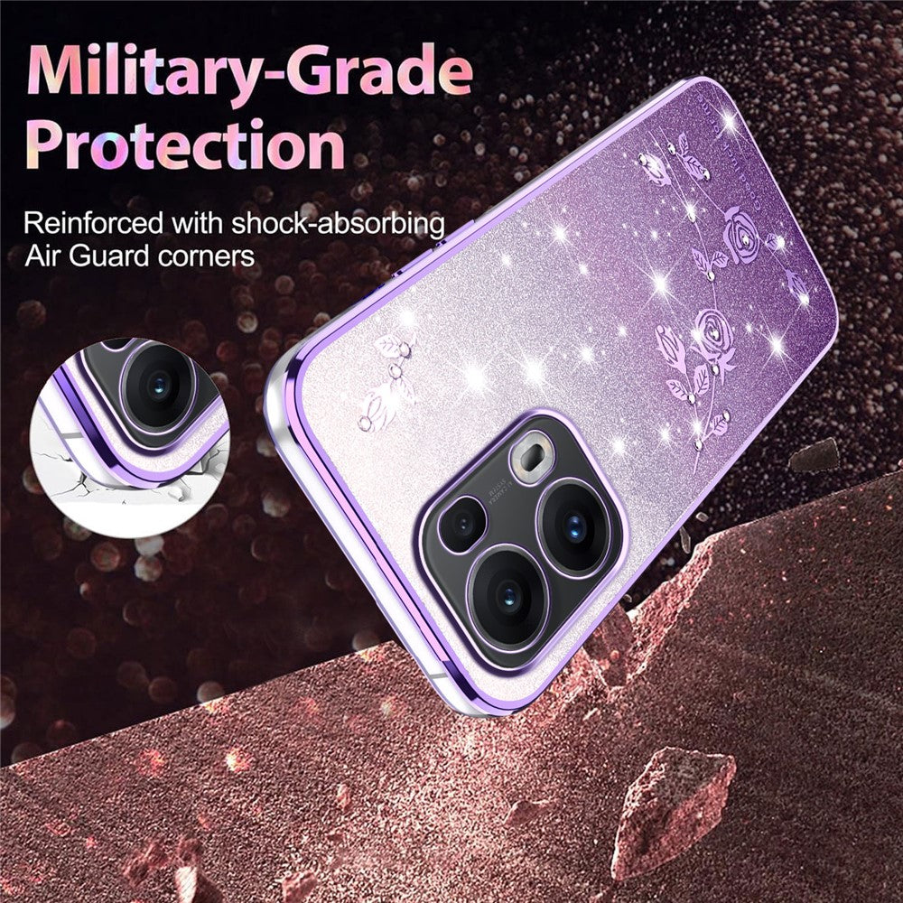 KADEM For Oppo Reno13 Pro 5G Case Flower TPU Flexible Gradient Phone Cover - Purple