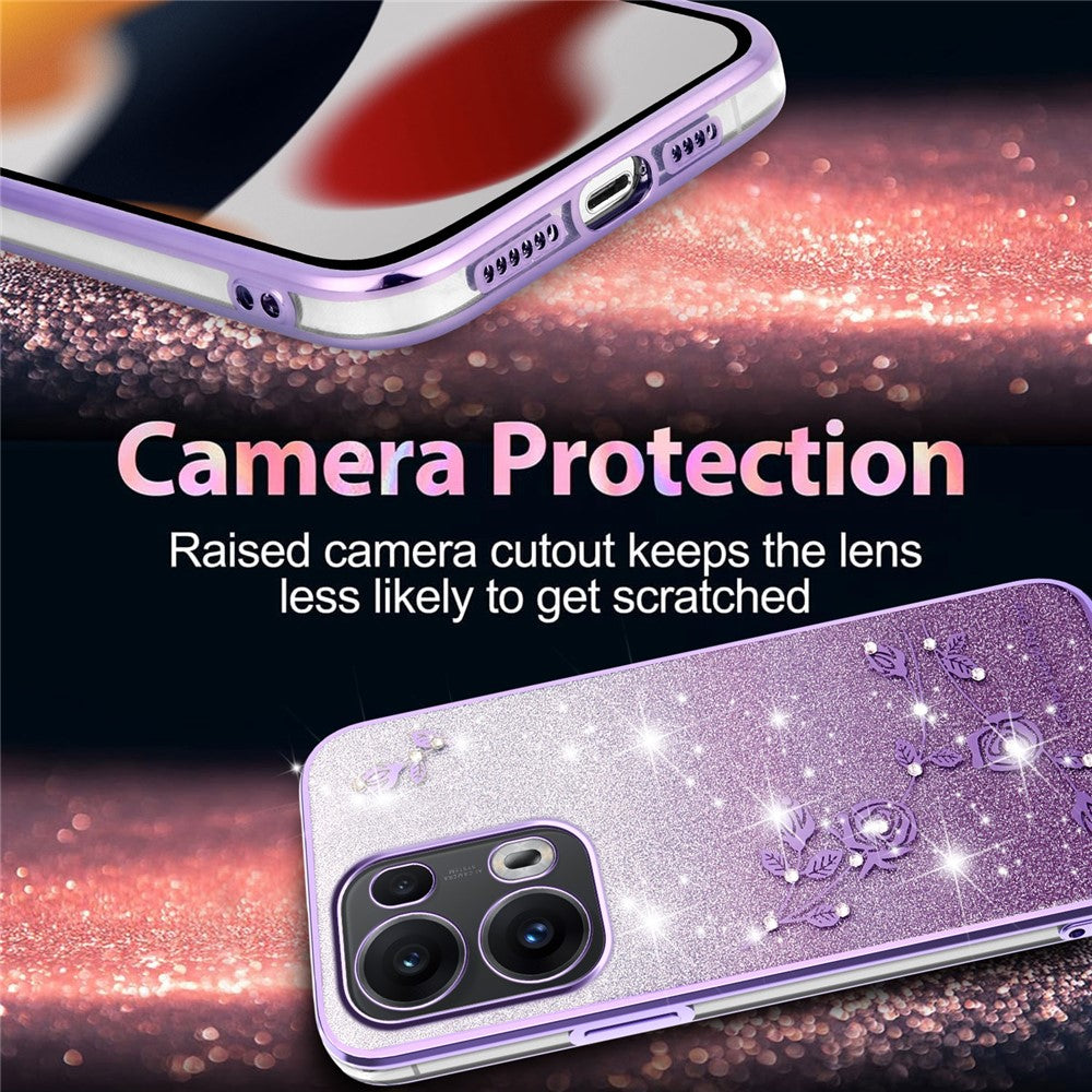 KADEM For Oppo Reno13 Pro 5G Case Flower TPU Flexible Gradient Phone Cover - Purple