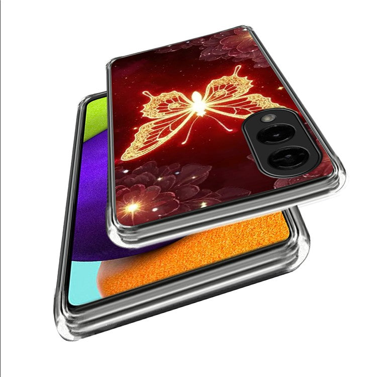 For Samsung Galaxy S25 Edge Case IMD Pattern Printed Shockproof TPU Phone Cover - Golden Butterfly
