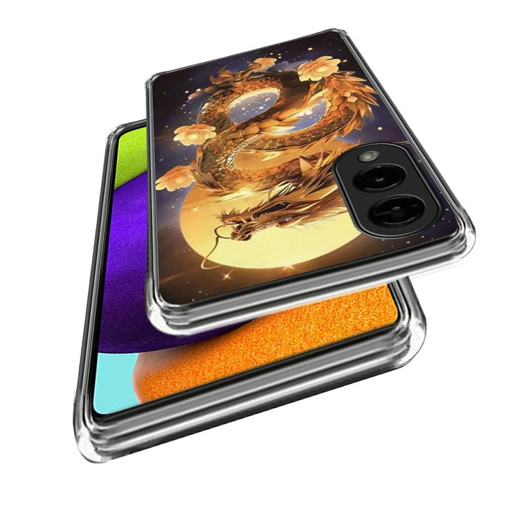 For Samsung Galaxy S25 Edge Case IMD Pattern Printed Shockproof TPU Phone Cover - Golden Dragon