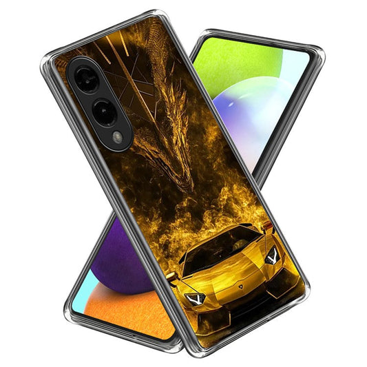 For Samsung Galaxy S25 Edge Case Pattern Printed IMD Shockproof TPU Phone Cover - Golden Sports Car