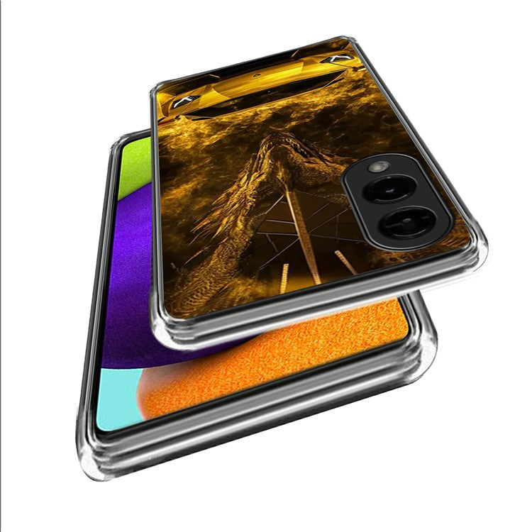 For Samsung Galaxy S25 Edge Case Pattern Printed IMD Shockproof TPU Phone Cover - Golden Sports Car