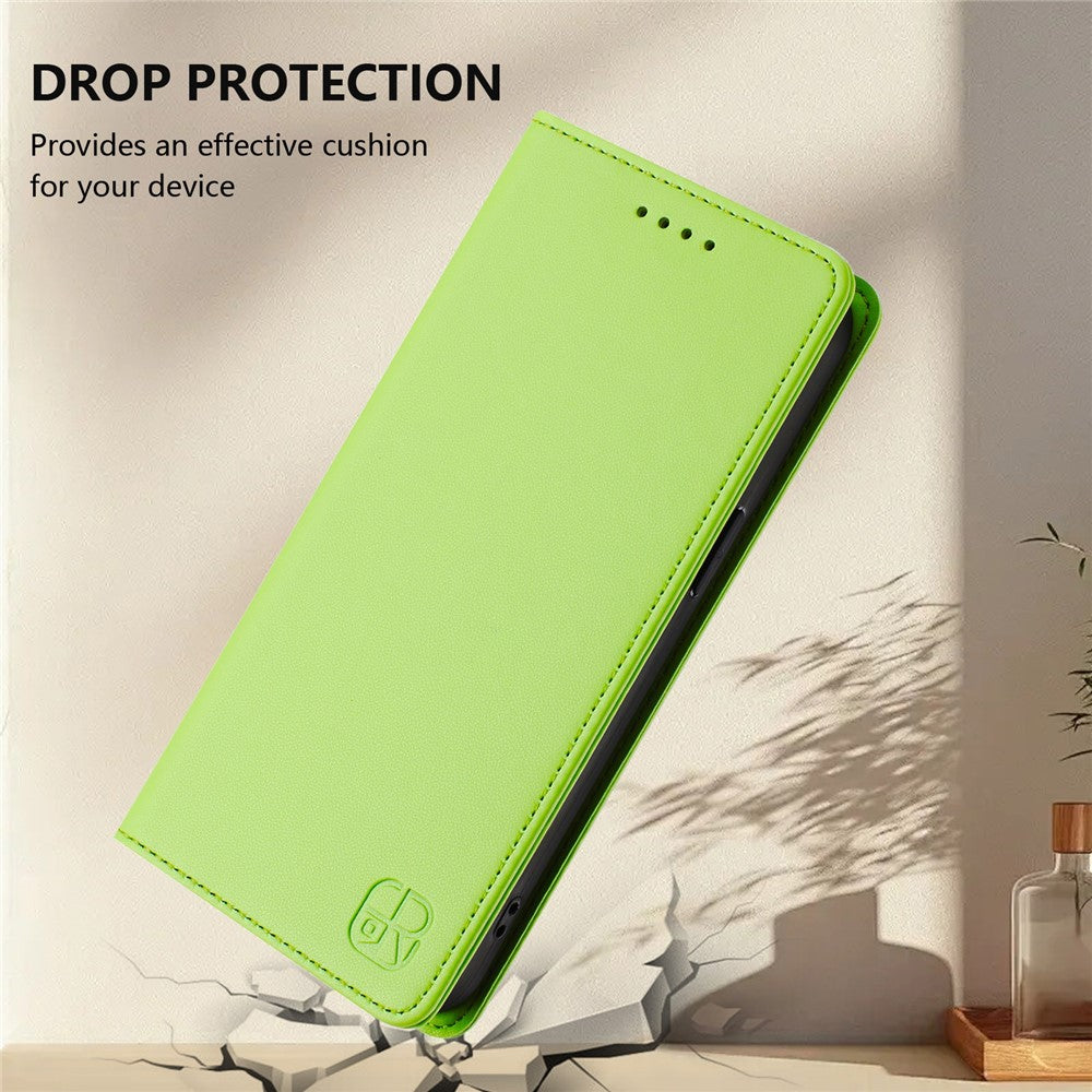 For Oppo Reno13 F 5G Leather Case RINACASIS RC01 Phone Cover with RFID Blocking Wallet Stand - Green