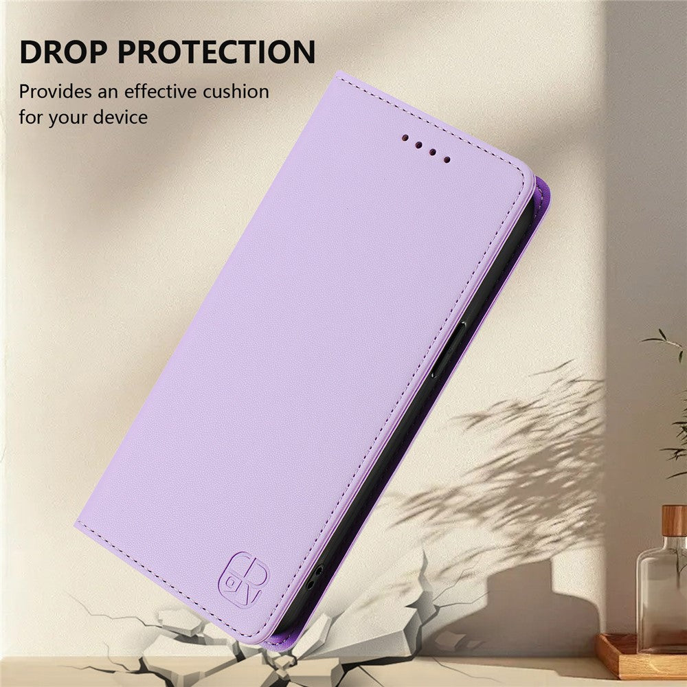 For Oppo Reno13 F 5G Leather Case RINACASIS RC01 Phone Cover with RFID Blocking Wallet Stand - Light Purple