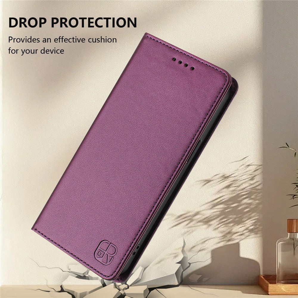 For Oppo Reno13 F 5G Leather Case RINACASIS RC01 Phone Cover with RFID Blocking Wallet Stand - Violet