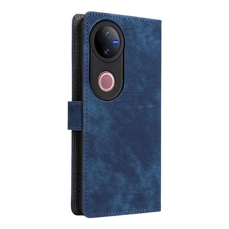 For vivo V50 5G Case Wallet RFID Blocking PU Leather Cover Viewing Stand - Blue
