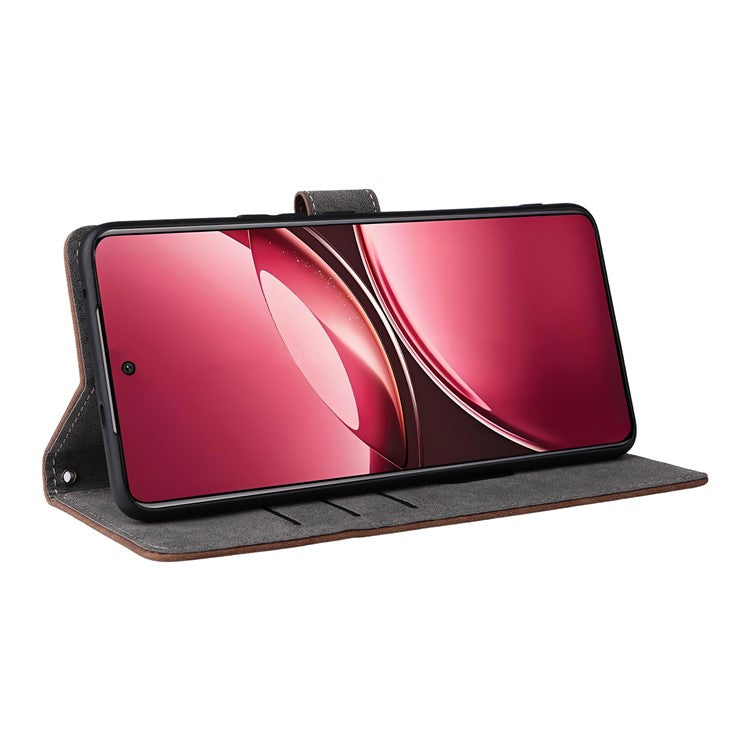 For vivo V50 5G Case Wallet RFID Blocking PU Leather Cover Viewing Stand - Brown