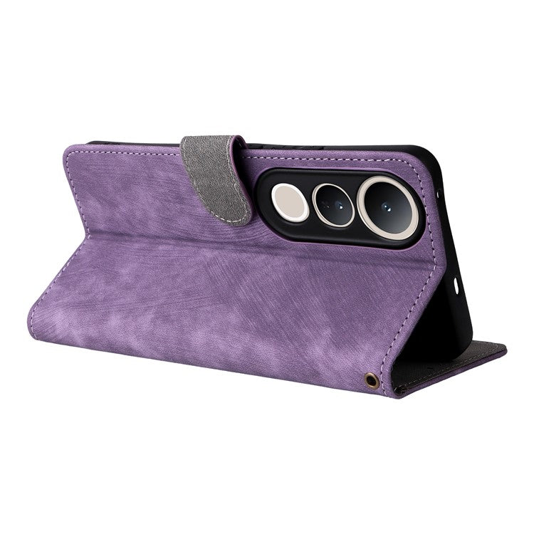 For vivo V50 Lite 4G / 5G Case Wallet RFID Blocking PU Leather Cover Viewing Stand - Purple
