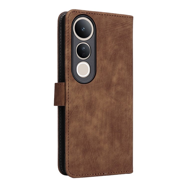 For vivo V50 Lite 4G / 5G Case Wallet RFID Blocking PU Leather Cover Viewing Stand - Brown