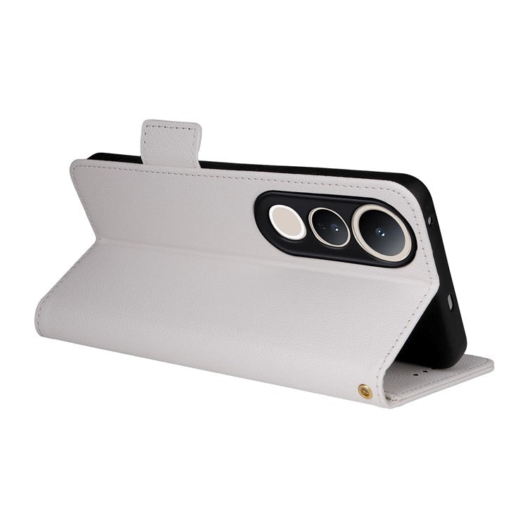 For vivo V50 Lite 4G / 5G Case Wallet Flip Litchi Texture PU Leather Phone Cover - White