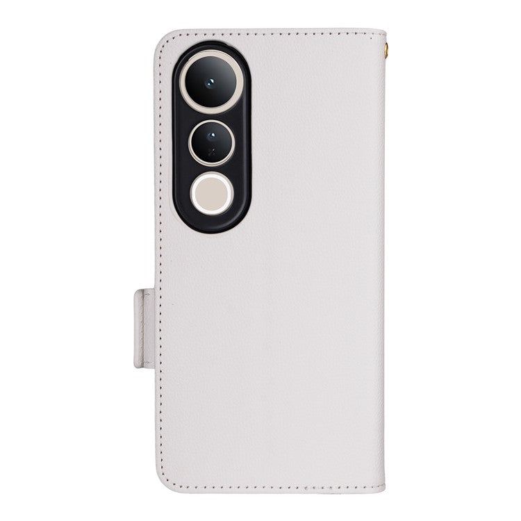 For vivo V50 Lite 4G / 5G Case Wallet Flip Litchi Texture PU Leather Phone Cover - White