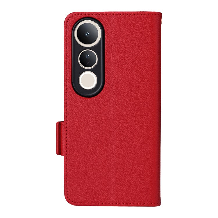 For vivo V50 Lite 4G / 5G Case Wallet Flip Litchi Texture PU Leather Phone Cover - Red