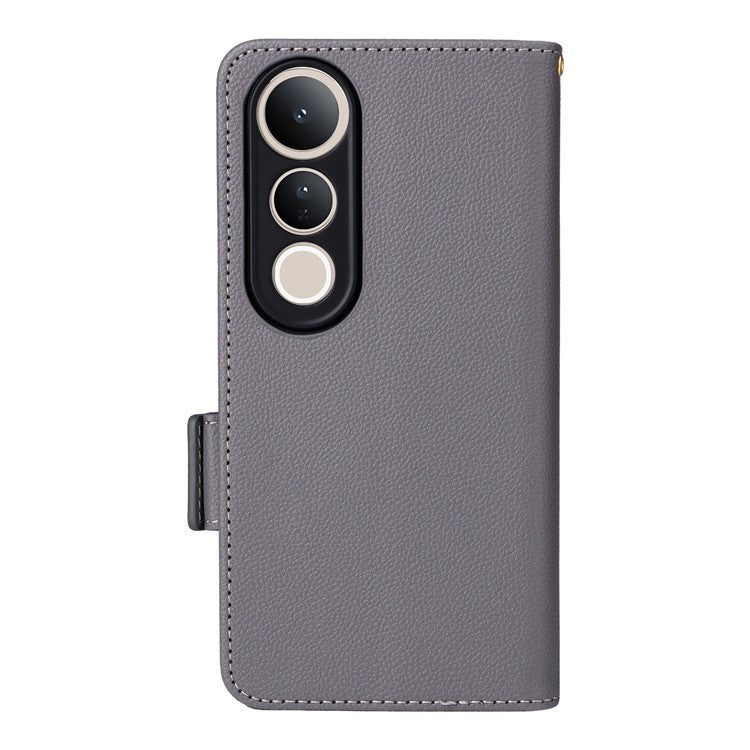 For vivo V50 Lite 4G / 5G Case Wallet Flip Litchi Texture PU Leather Phone Cover - Grey
