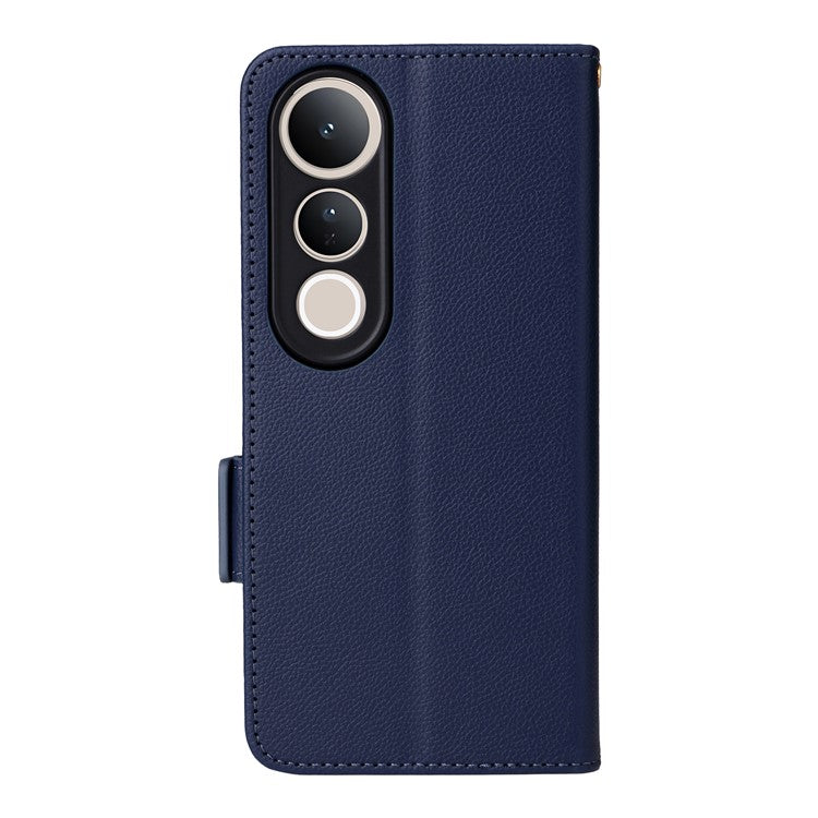 For vivo V50 Lite 4G / 5G Case Wallet Flip Litchi Texture PU Leather Phone Cover - Dark Blue