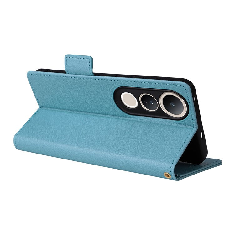 For vivo V50 Lite 4G / 5G Case Wallet Flip Litchi Texture PU Leather Phone Cover - Baby Blue