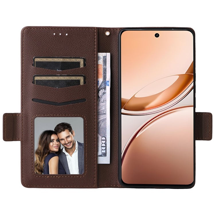 For vivo V50 Lite 4G / 5G Case Wallet Flip Litchi Texture PU Leather Phone Cover - Brown