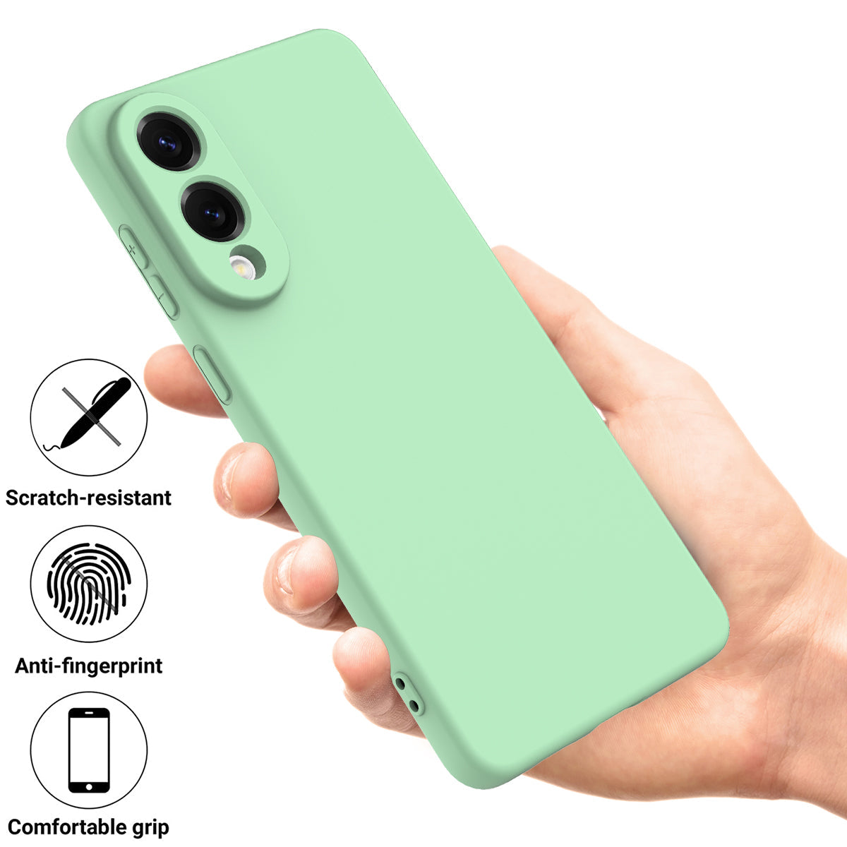 For Samsung Galaxy S25 Edge Liquid Silicone Case Phone Back Cover with Hand Strap - Green