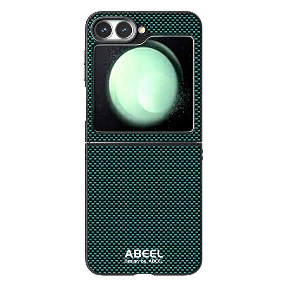 ABEEL For Samsung Galaxy Z Flip7 FE 5G / Z Flip6 5G Case Compatible with MagSafe Printed PC TPU Aluminum Alloy Leather Phone Cover - Green