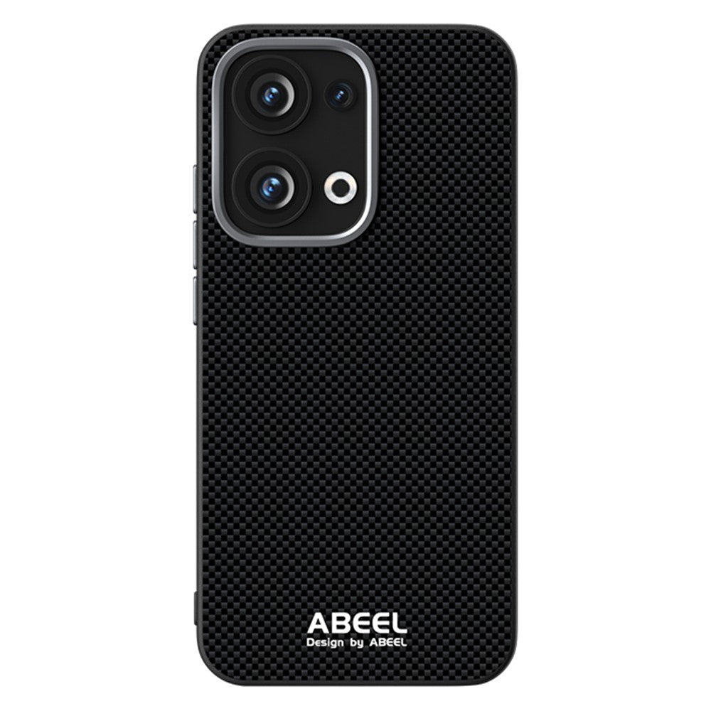 ABEEL For Oppo Reno13 5G (Global) Case Compatible with MagSafe Printed PC TPU Aluminum Alloy Leather Phone Cover - Black