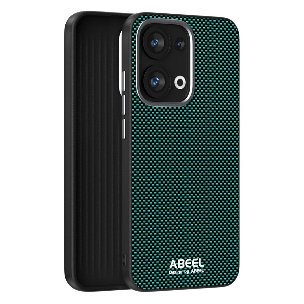 ABEEL For Oppo Reno13 5G (Global) Case Compatible with MagSafe Printed PC TPU Aluminum Alloy Leather Phone Cover - Green