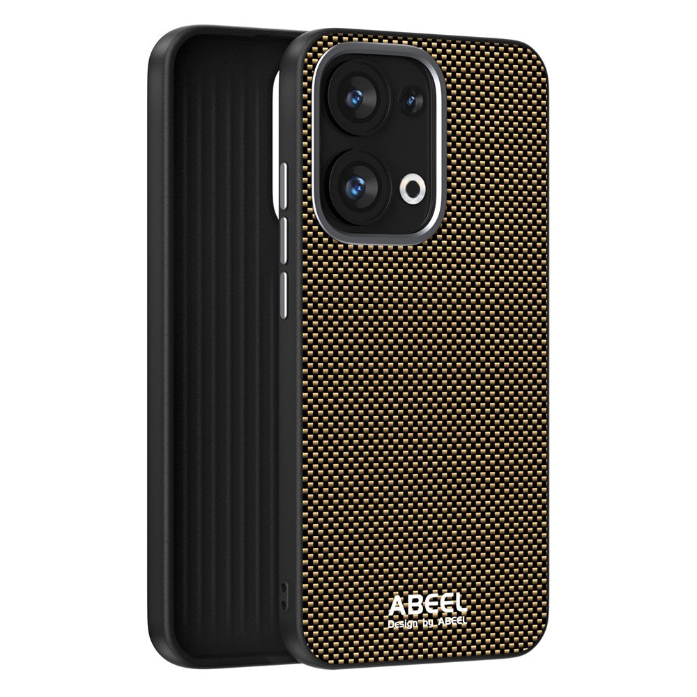 ABEEL For Oppo Reno13 5G (Global) Case Compatible with MagSafe Printed PC TPU Aluminum Alloy Leather Phone Cover - Gold