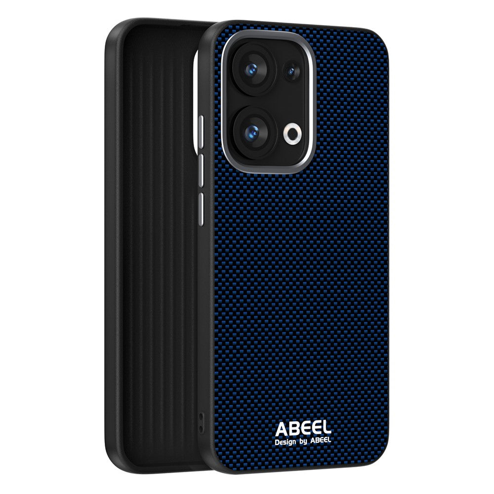 ABEEL For Oppo Reno13 5G (Global) Case Compatible with MagSafe Printed PC TPU Aluminum Alloy Leather Phone Cover - Blue