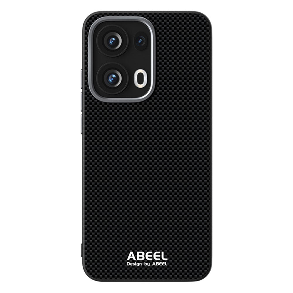 ABEEL For Oppo Reno13 Pro 5G Case Compatible with MagSafe Printed PC TPU Aluminum Alloy Leather Phone Cover - Black
