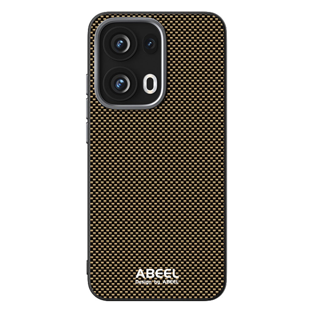 ABEEL For Oppo Reno13 Pro 5G Case Compatible with MagSafe Printed PC TPU Aluminum Alloy Leather Phone Cover - Gold