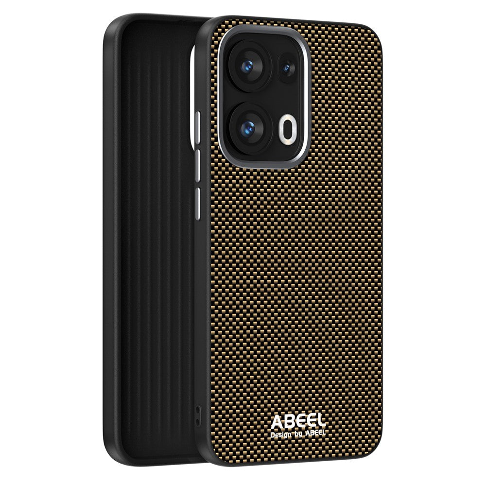 ABEEL For Oppo Reno13 Pro 5G Case Compatible with MagSafe Printed PC TPU Aluminum Alloy Leather Phone Cover - Gold