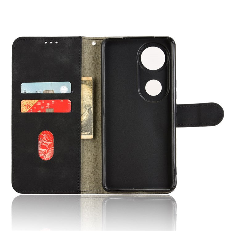 For vivo V50 5G Leather Case Skin Feel Anti Drop Wallet Flip Phone Cover - Black