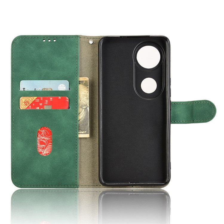 For vivo V50 5G Leather Case Skin Feel Anti Drop Wallet Flip Phone Cover - Green