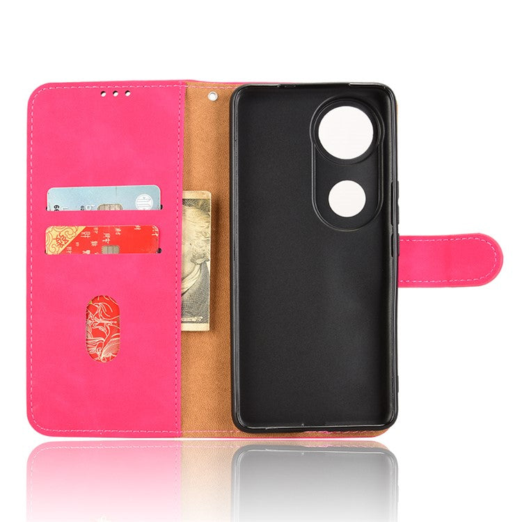 For vivo V50 5G Leather Case Skin Feel Anti Drop Wallet Flip Phone Cover - Rose
