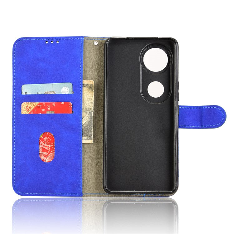 For vivo V50 5G Leather Case Skin Feel Anti Drop Wallet Flip Phone Cover - Blue