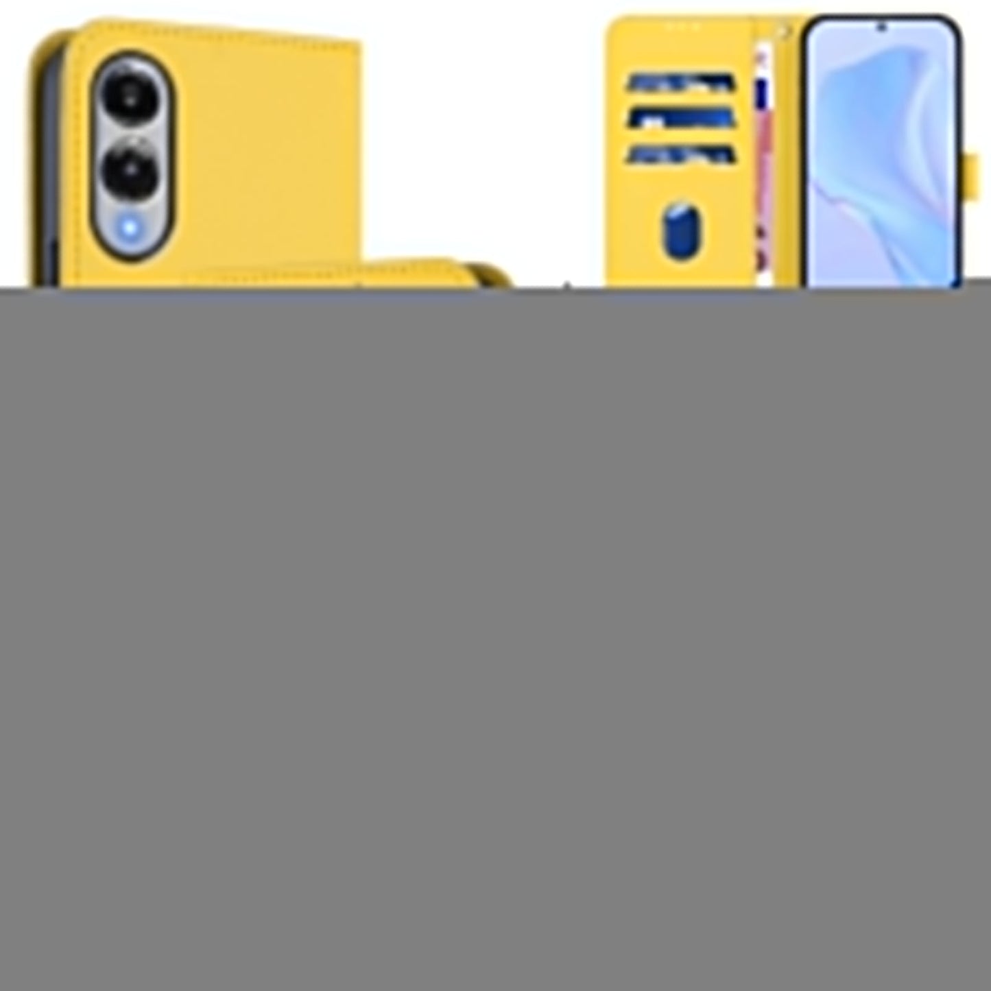 For Samsung Galaxy S25 Edge Case Solid Color Wallet Leather Phone Cover with Strap - Lemon