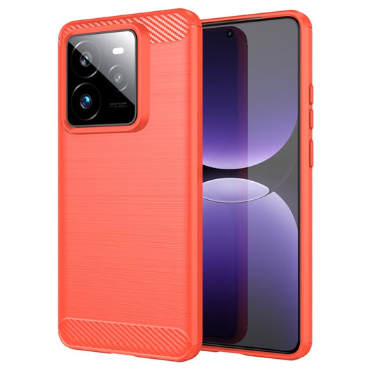 For Realme GT 7 Pro 5G / GT7 Pro Racing 5G Case Protective Phone Cover Carbon Fiber Texture Brushed - Red