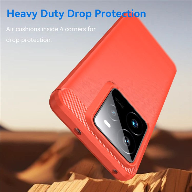 For Realme GT 7 Pro 5G / GT7 Pro Racing 5G Case Protective Phone Cover Carbon Fiber Texture Brushed - Red