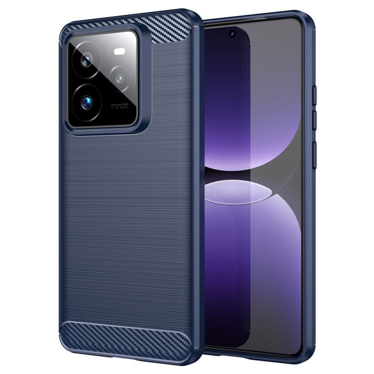 For Realme GT 7 Pro 5G / GT7 Pro Racing 5G Case Protective Phone Cover Carbon Fiber Texture Brushed - Blue