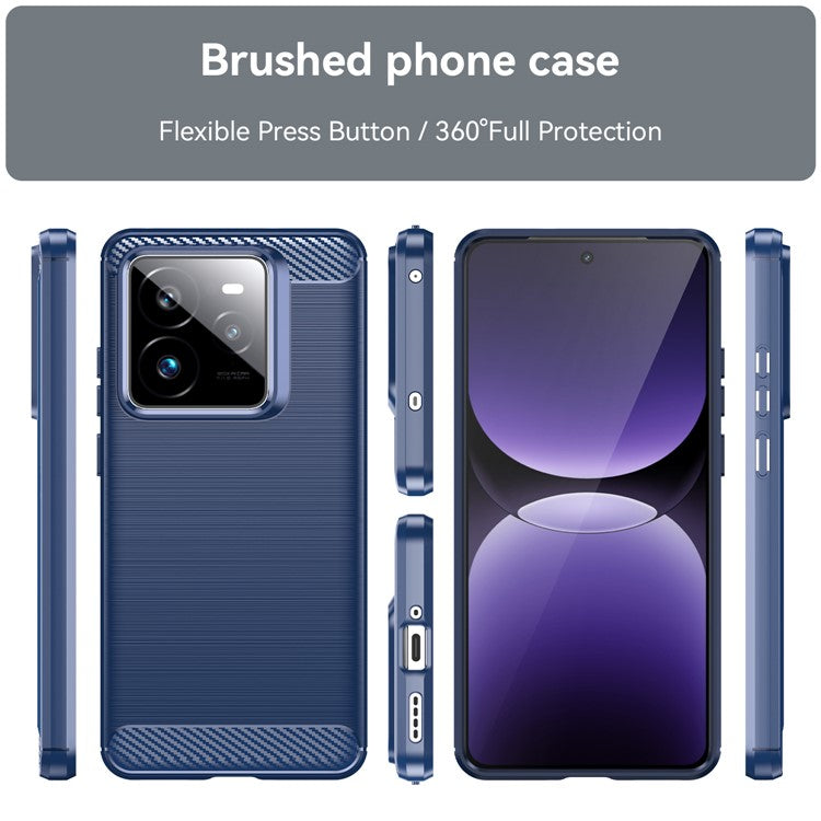 For Realme GT 7 Pro 5G / GT7 Pro Racing 5G Case Protective Phone Cover Carbon Fiber Texture Brushed - Blue