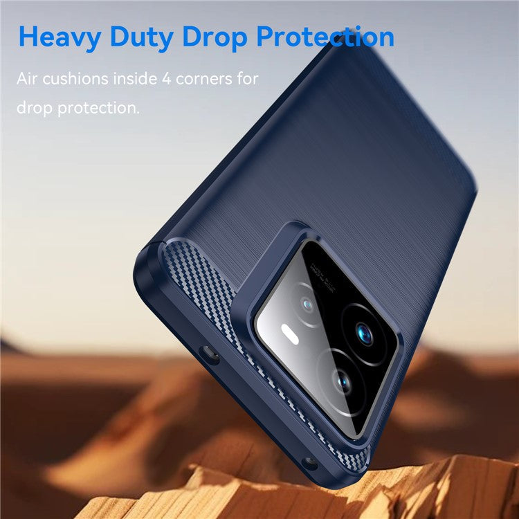 For Realme GT 7 Pro 5G / GT7 Pro Racing 5G Case Protective Phone Cover Carbon Fiber Texture Brushed - Blue