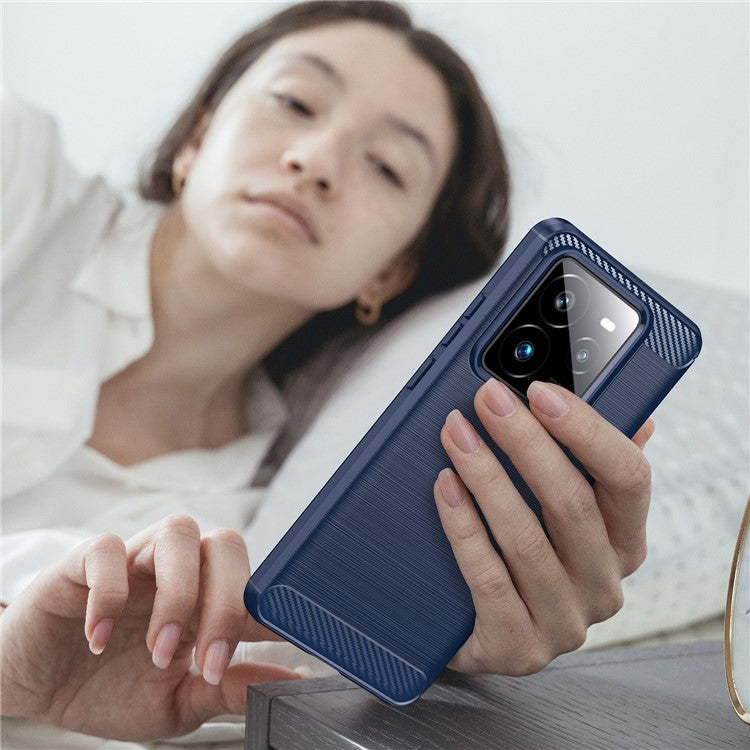 For Realme GT 7 Pro 5G / GT7 Pro Racing 5G Case Protective Phone Cover Carbon Fiber Texture Brushed - Blue