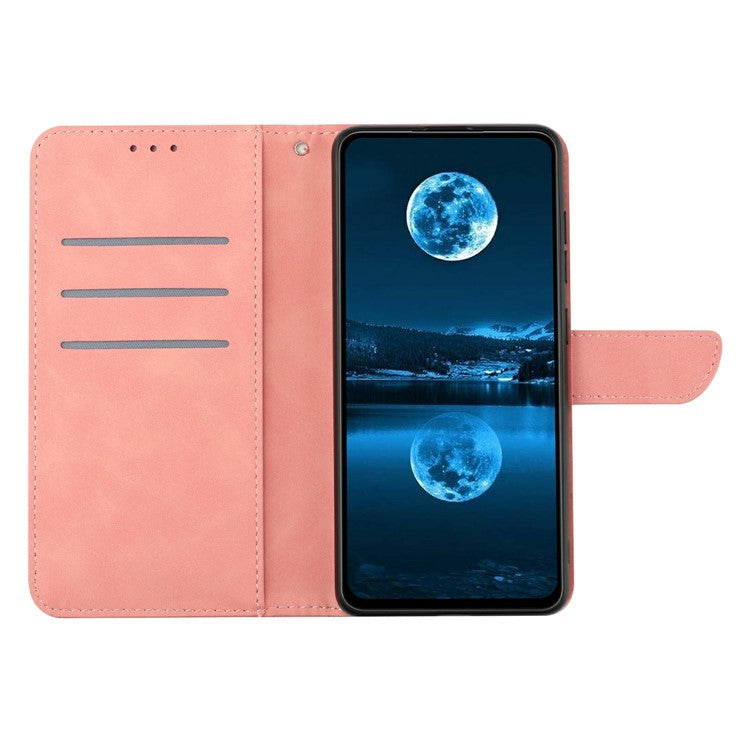 For vivo Y29 4G Case Skin Touch Lines Imprinted PU Leather Flip Phone Cover - Pink