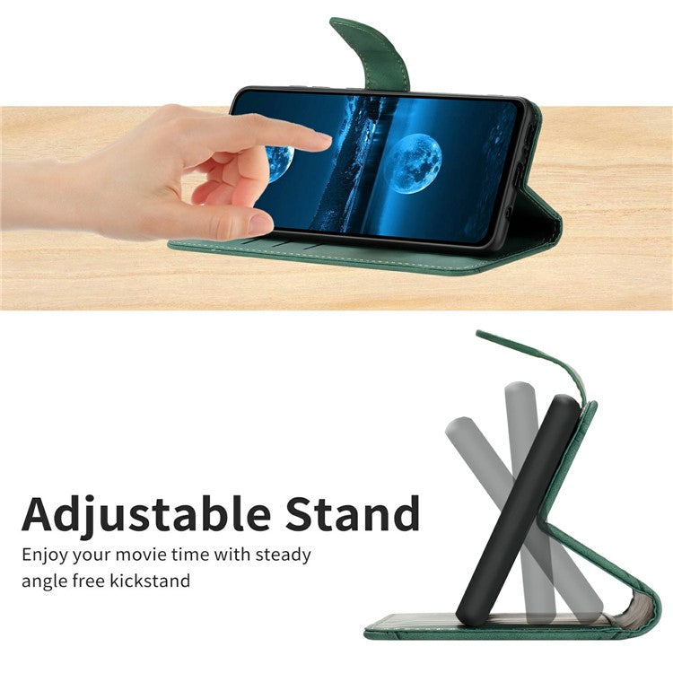 For vivo Y29 4G Case Skin Touch Lines Imprinted PU Leather Flip Phone Cover - Green