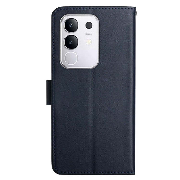 For vivo Y29 4G Case Genuine Cow Leather Phone Cover Nappa Texture - Blue