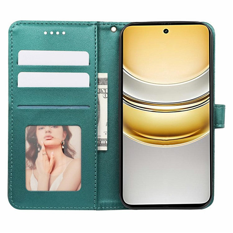 For Realme V60 Pro 5G / 14x 5G Case Anti Scratch Splicing Imprinted Rhombus Leather Phone Cover - Green