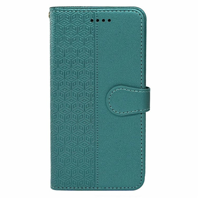 For Realme V60 Pro 5G / 14x 5G Case Anti Scratch Splicing Imprinted Rhombus Leather Phone Cover - Green