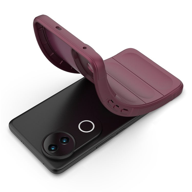 For vivo V50 5G Case Anti-Drop Soft TPU Rugged Phone Back Cover - Wine Red