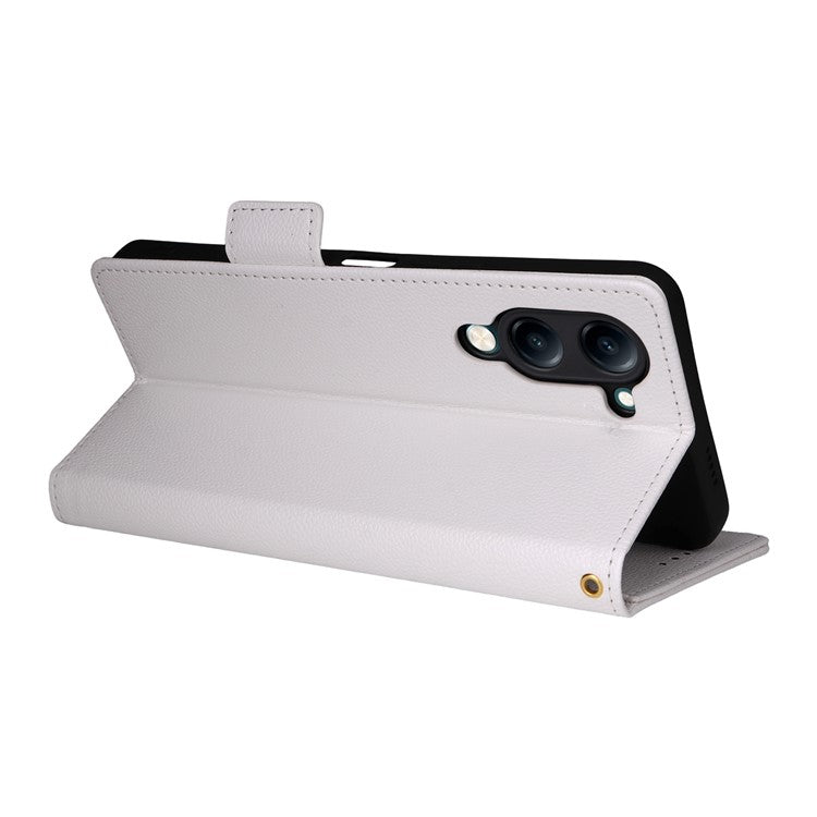 For vivo Y04 4G / Y29s 5G Case Wallet Flip Litchi Texture PU Leather Phone Cover - White