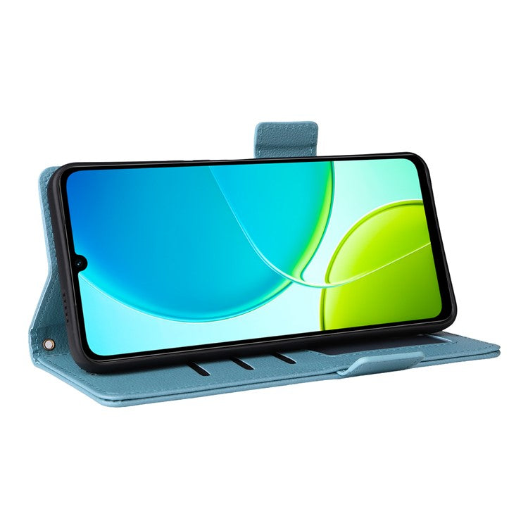 For vivo Y04 4G / Y29s 5G Case Wallet Flip Litchi Texture PU Leather Phone Cover - Baby Blue