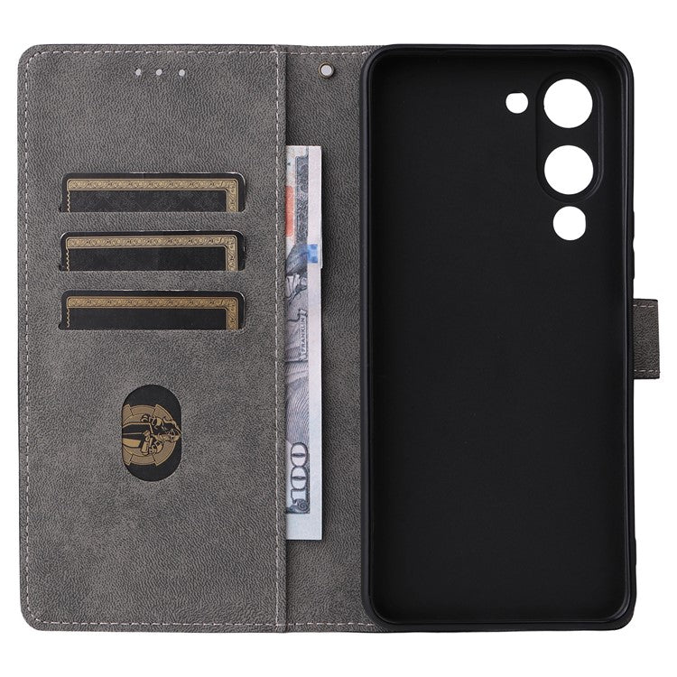 For vivo Y04 4G / Y29s 5G Case Wallet RFID Blocking PU Leather Cover Viewing Stand - Black