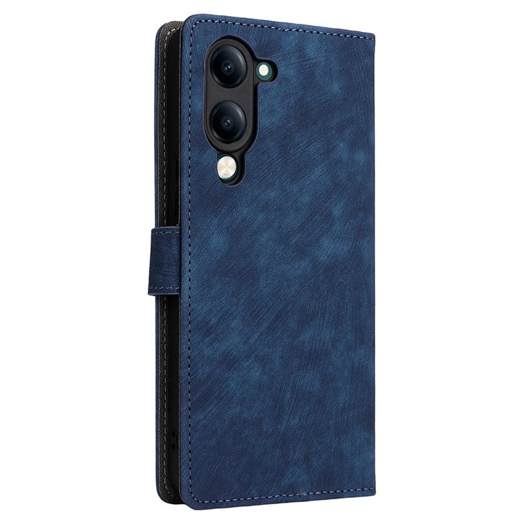 For vivo Y04 4G / Y29s 5G Case Wallet RFID Blocking PU Leather Cover Viewing Stand - Blue